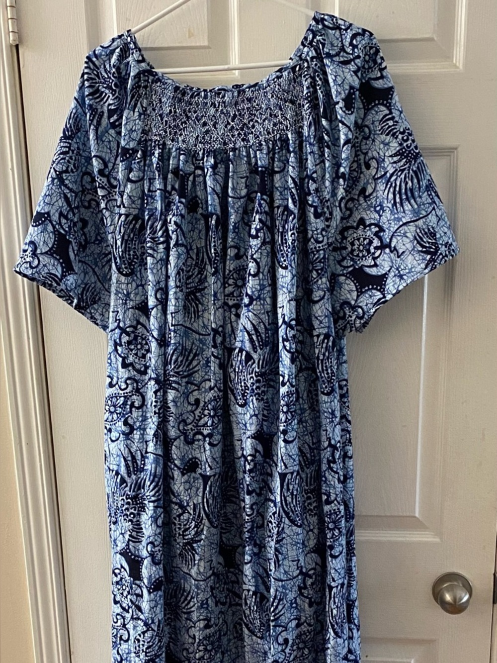 Smocked Cotton Batik Gown -Tall